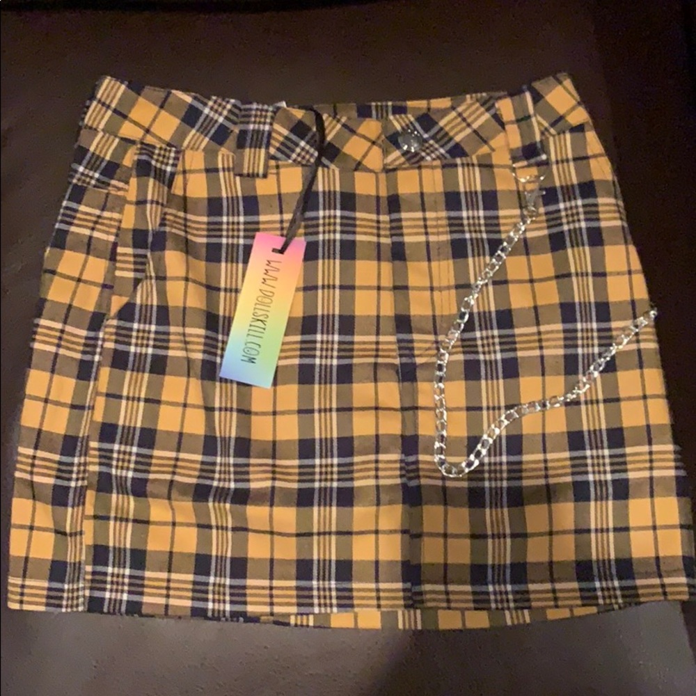 NWT Current Mood Honey Plaid Skirt
